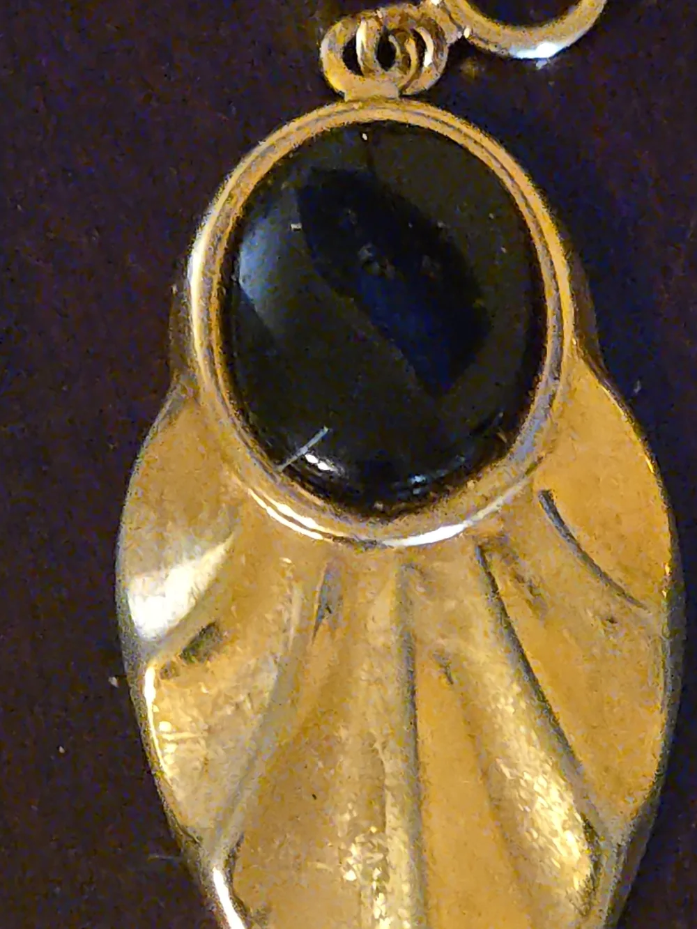Gold Tone Drop Earrings with Black Stone Accent